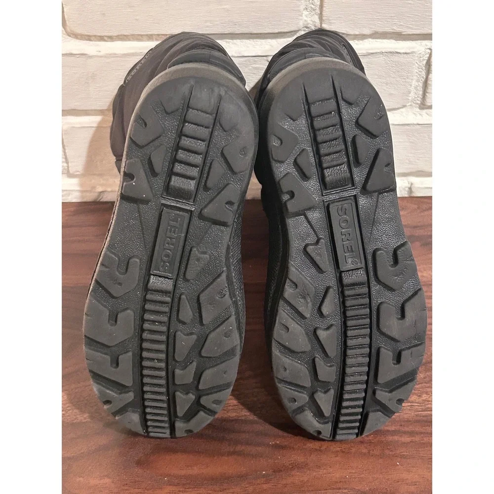 Sorel‎ Snow Pack Kids Black Winter Snow Boots Size 3 Insulated Waterproof Sled